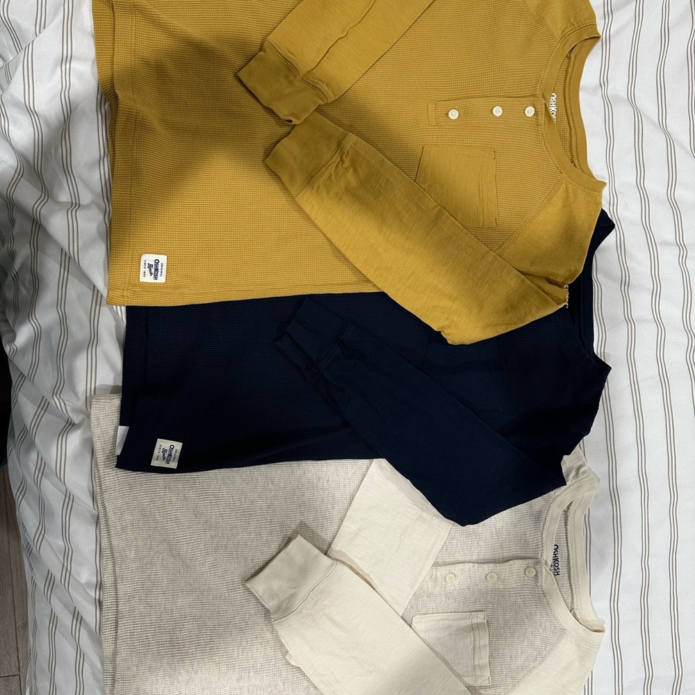 OshKosh B'gosh Long Sleeve Tees - Mustard, Navy, Cream